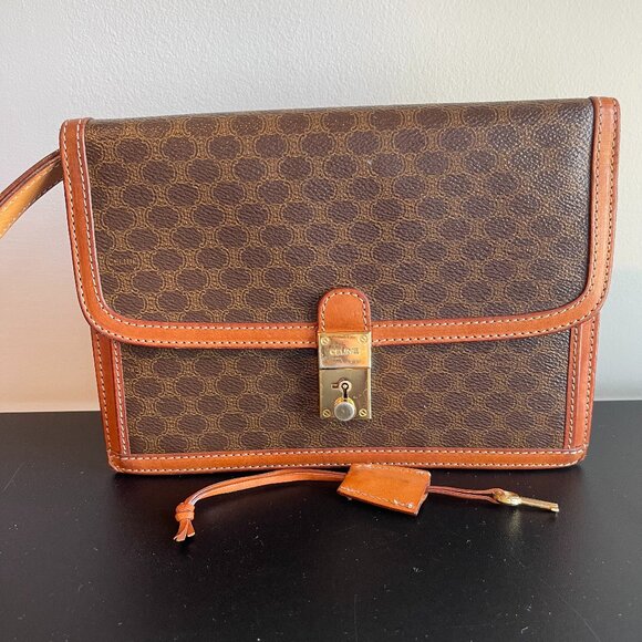 Celine Vintage Macadam Clutch Wristlet Bag  w/ Lock and Key - Preowned - Picture 1 of 16